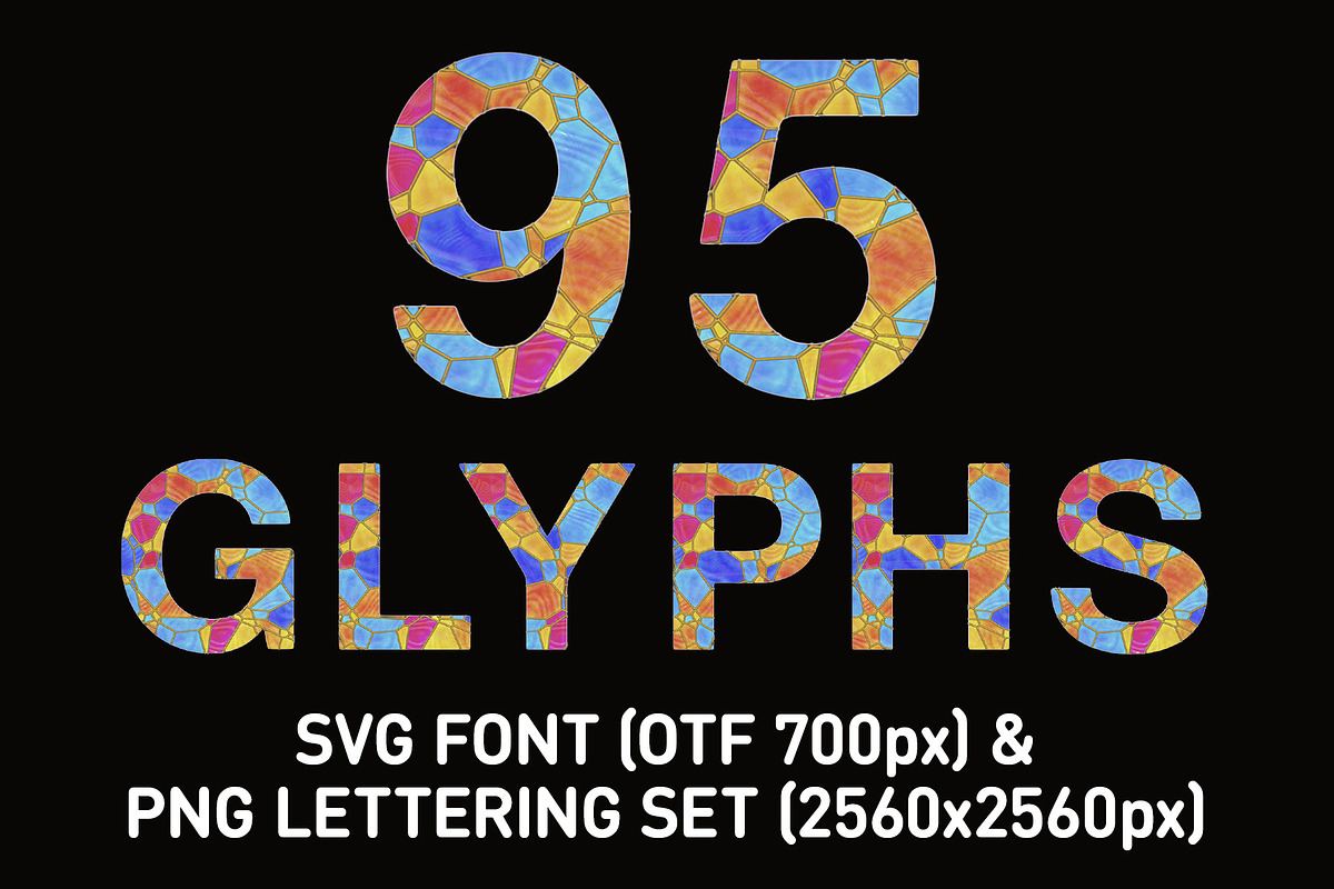 Stained Glass Font & PNG Set, a Symbol Font by Creative Graphics (Photo 3 of 7)