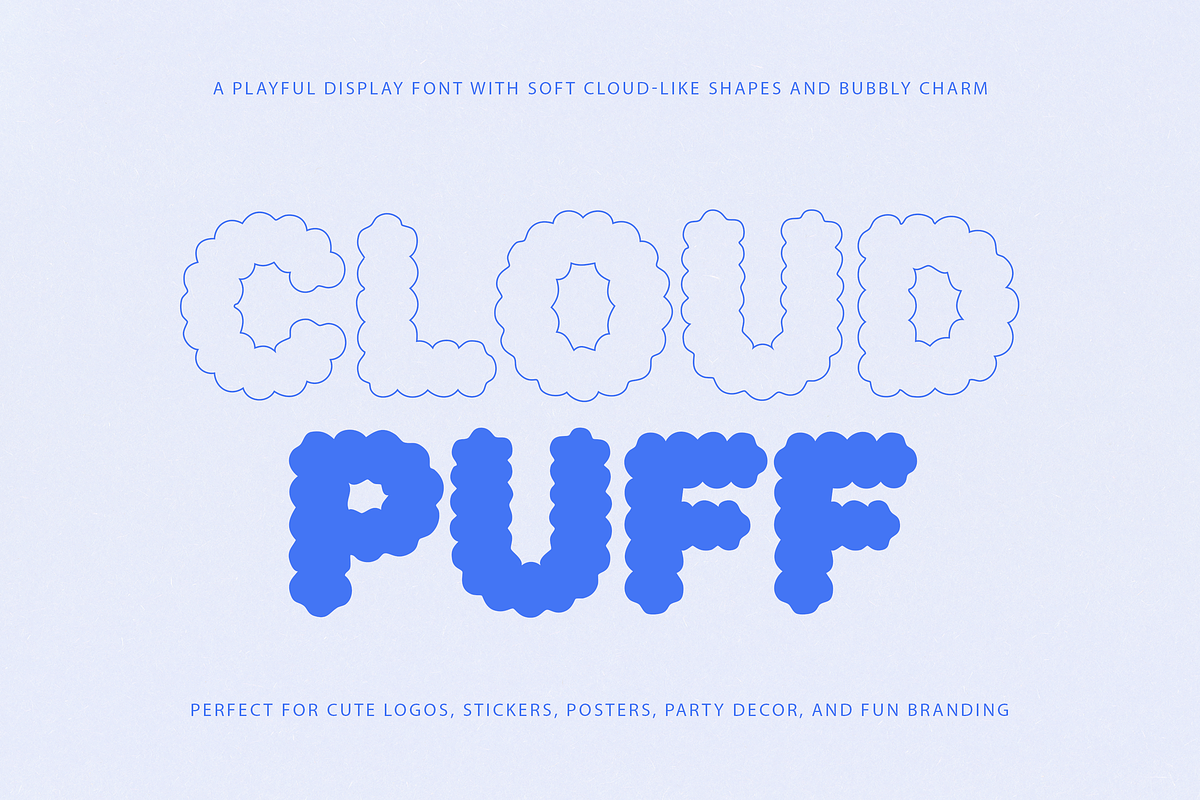 Cloud Puff Font, a Symbol Font by gafaroff studio (Photo 1 of 8)