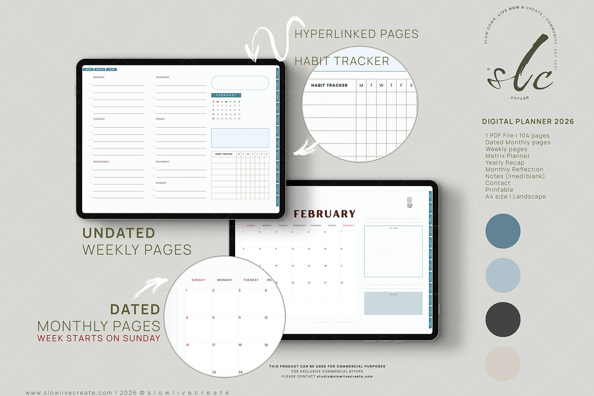 Digital Planner 2026 | NordicWave, a Templates & Theme by slowlivecreate (Photo 3 of 8)