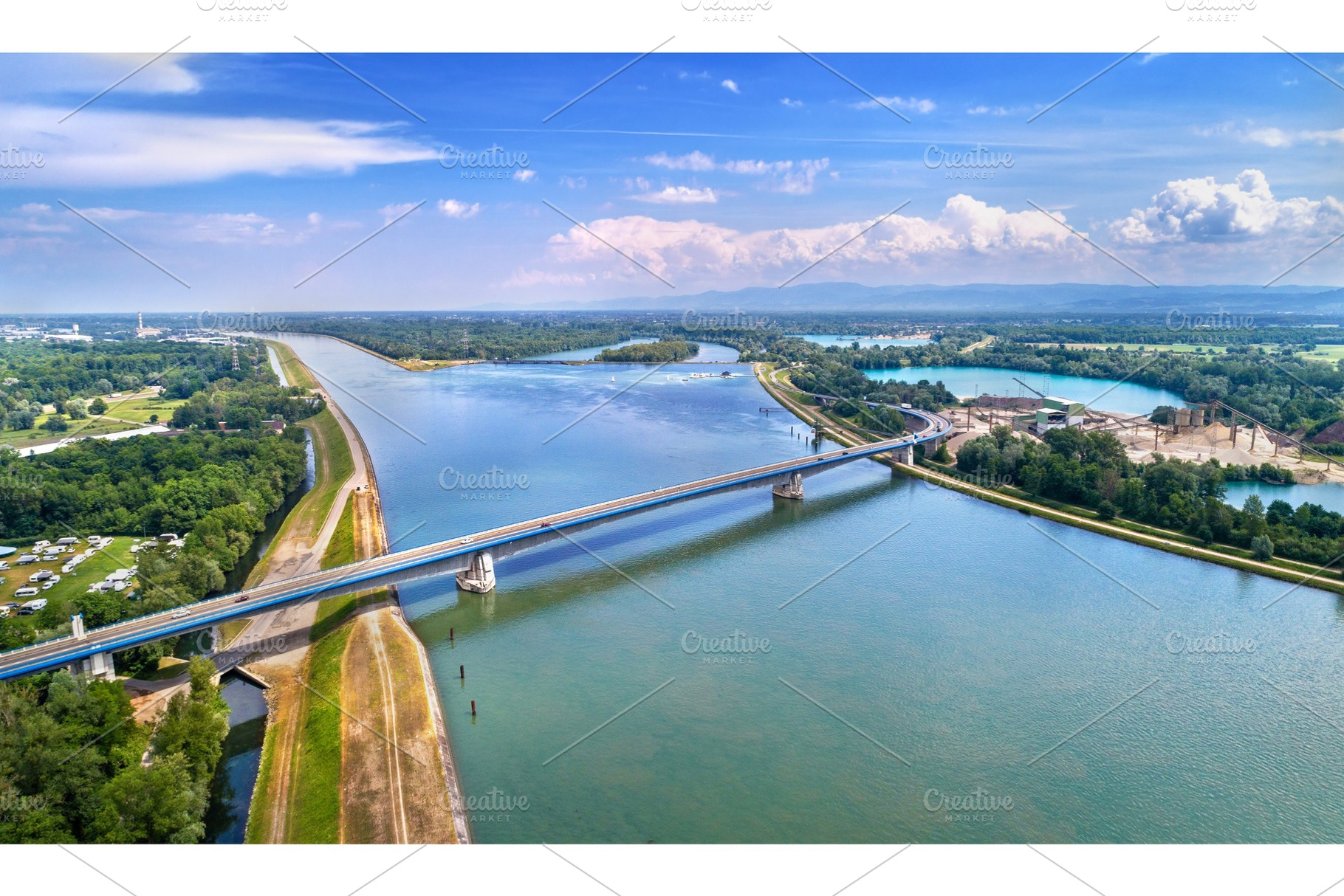 Pierre pflimlin motorway bridge over the rhine between france and germany, an Architecture Photo by Leonid Andronov