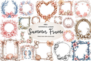 Coquette Coastal Summer Frame Bundle, an Illustration by CreationArt