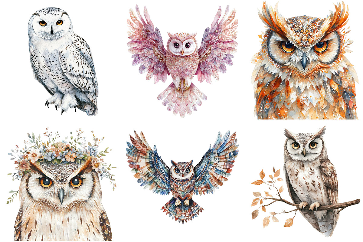 Fantasy Owl Clipart Bundle, an Illustration by Pixels.Craft (Photo 2 of 5)