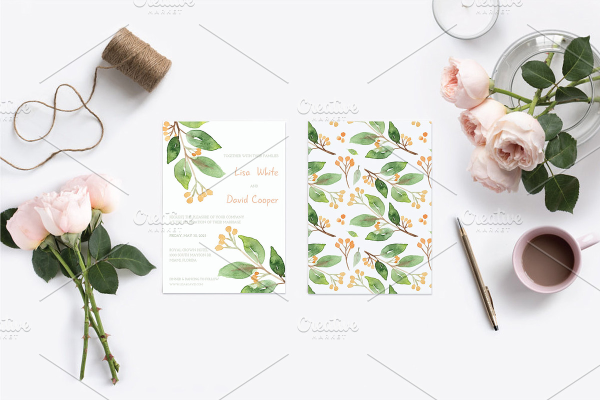 Floral Watercolor Wedding Invitation, an Invitation Template by Love Design (Photo 5 of 7)