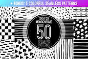 Sketch monochrome seamless patterns, a Pattern Graphic by Tumana_Net (Thumbnail 1 of 5)