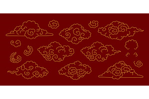 Line drawing Asian clouds collection, an Object Illustration by sceptical cactus