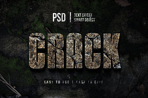 cracked 3d text effect with concrete
