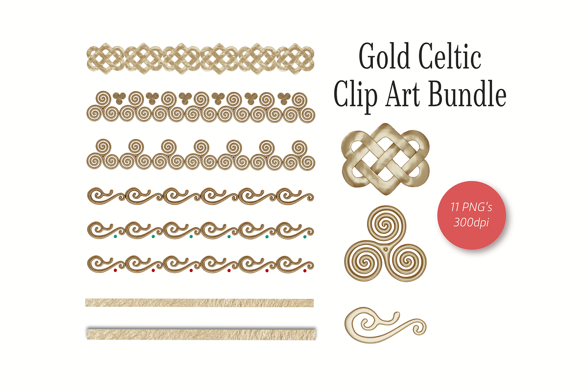 Gold Celtic Clip Art Bundle, an Object Illustration by 3PointsCreative (Photo 1 of 5)