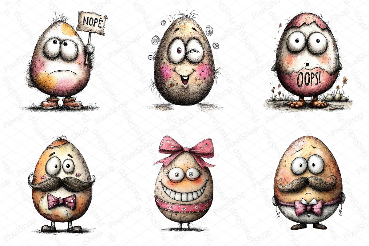 Funny Eggs Easter Clipart, an Illustration by DreamPrint404 (Photo 5 of 6)
