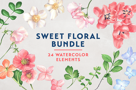 Sweet Floral Watercolor Bundle