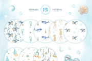 Undersea World Watercolor Clipart, an Animal Illustration by Fedulova Art (Thumbnail 3 of 9)