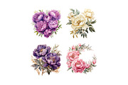 Watercolor Peony Clip Art, a Decorative Illustration by HoneyBunnyDigital (Thumbnail 10 of 14)