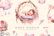 Rosy world, Boho Baby girl 133 PNG, a Decorative Illustration by Hello My Print (Thumbnail 1 of 10)