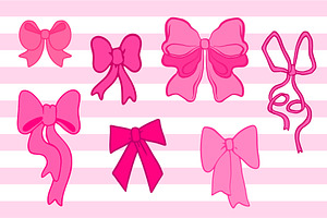 Hand drawn pink coquette bows on, an Illustration by art PVP - market