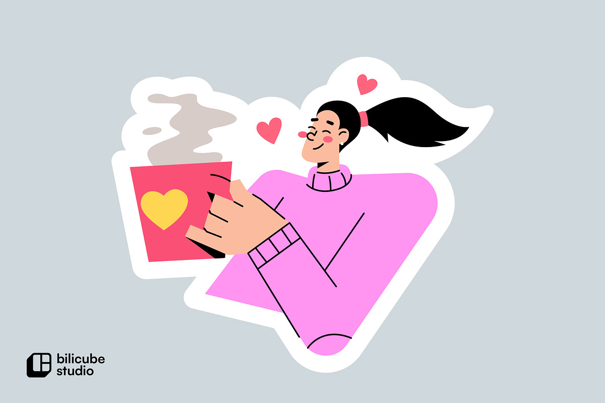 Coffee Break Vector Illustration, a Person Illustration by Bilicube Studio (Photo 1 of 3)