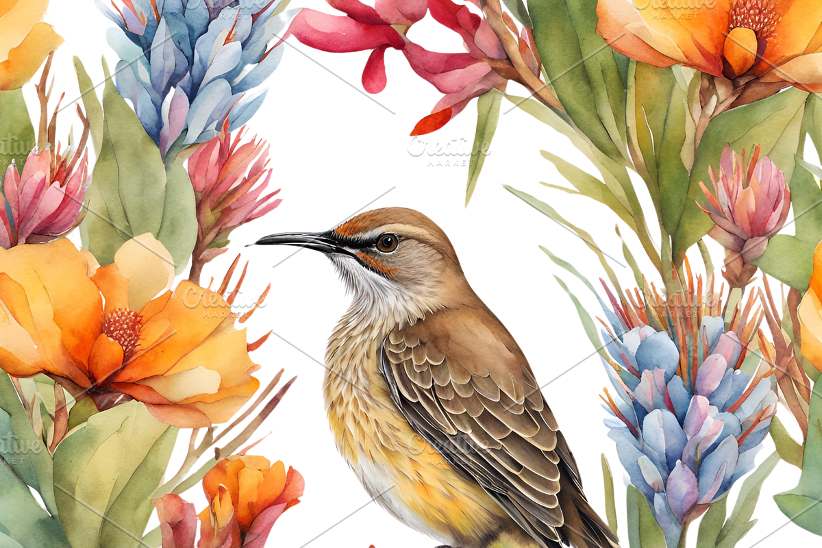 Sugar Bird and Fynbos Flowers, a Decorative Illustration by Karliefie (Photo 3 of 4)