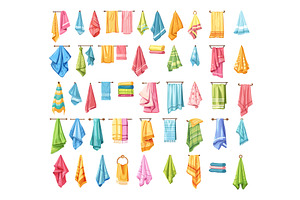 Bath towels cartoon vector set, an Object Illustration by Stock-Smart-Start