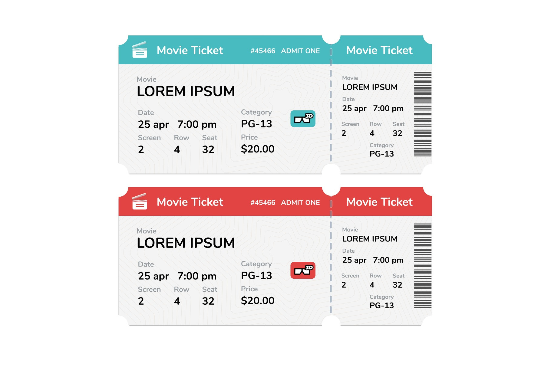 Realistic Modern Cinema Tickets by Di Bronzino  Creative Market