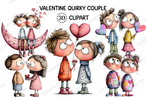 Valentine Quirky Couple Clipart, an Illustration by Creative Art