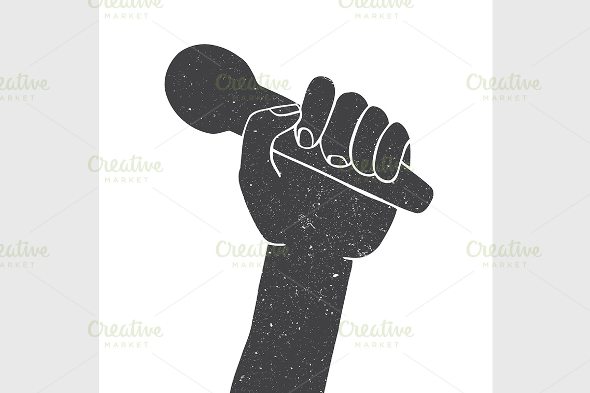 drawing a microphone in a hand, a Graphic by IllustrationArtShop