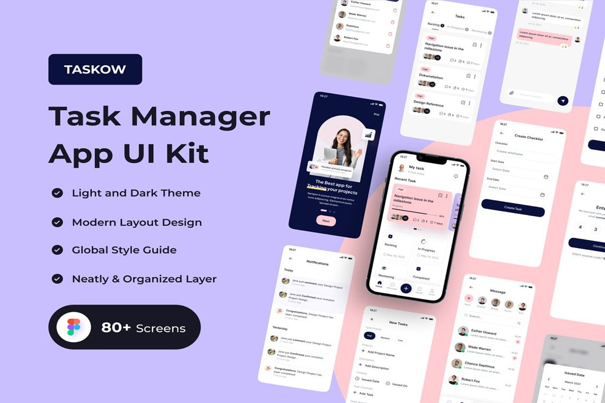 TASKOW - Task Manager App UI Kit, an UI Kit Template by Lumina_ui_ux202 (Photo 1 of 8)
