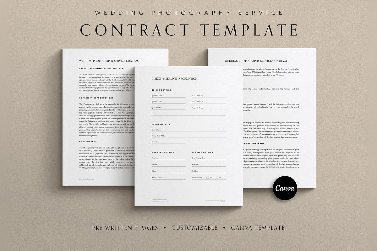Wedding Photography Contract, a Stationery Template by Cagdas Yoldas (Photo 2 of 6)