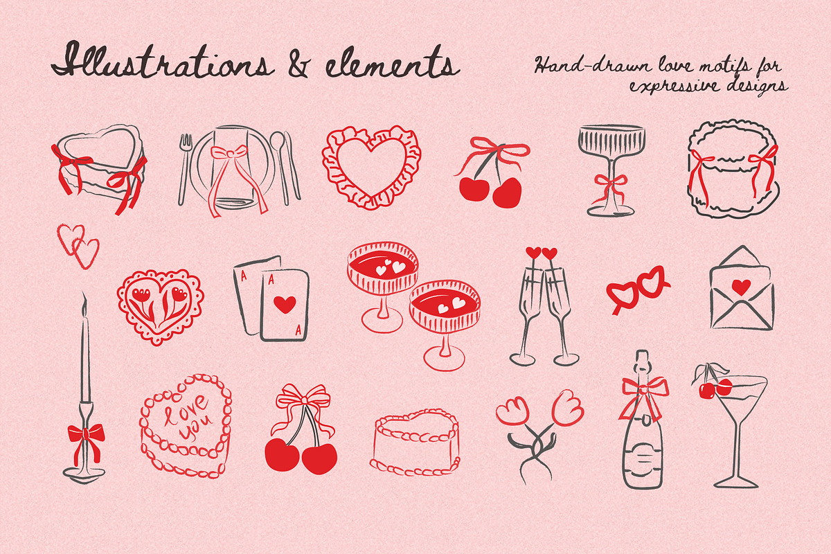 LOVEBOUND Hand Drawn Love Clipart, a Decorative Illustration by millering (Photo 3 of 13)