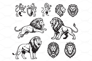 Majestic vector collection of lions, an Animal Illustration by yod67