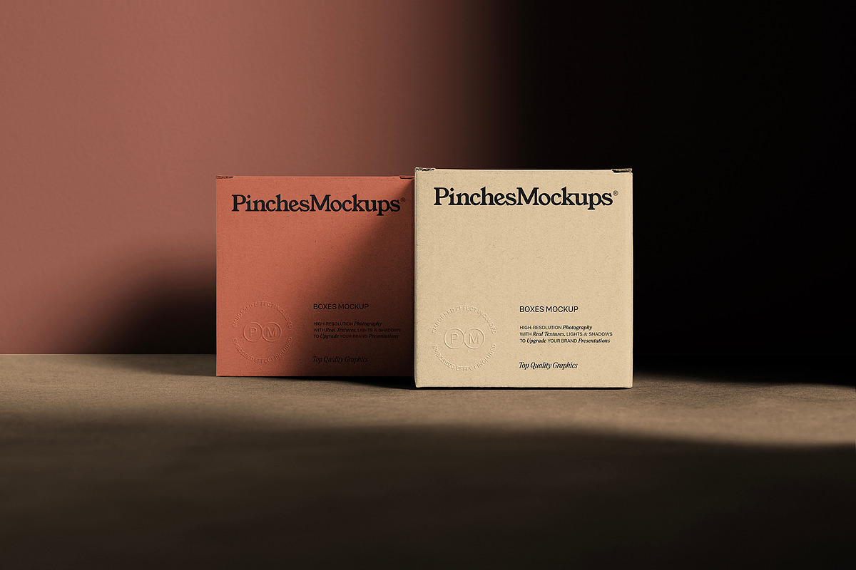 Embossed Square Boxes Mockup PMBM18, a Packaging Mockup by PinchesMockups© (Photo 2 of 6)