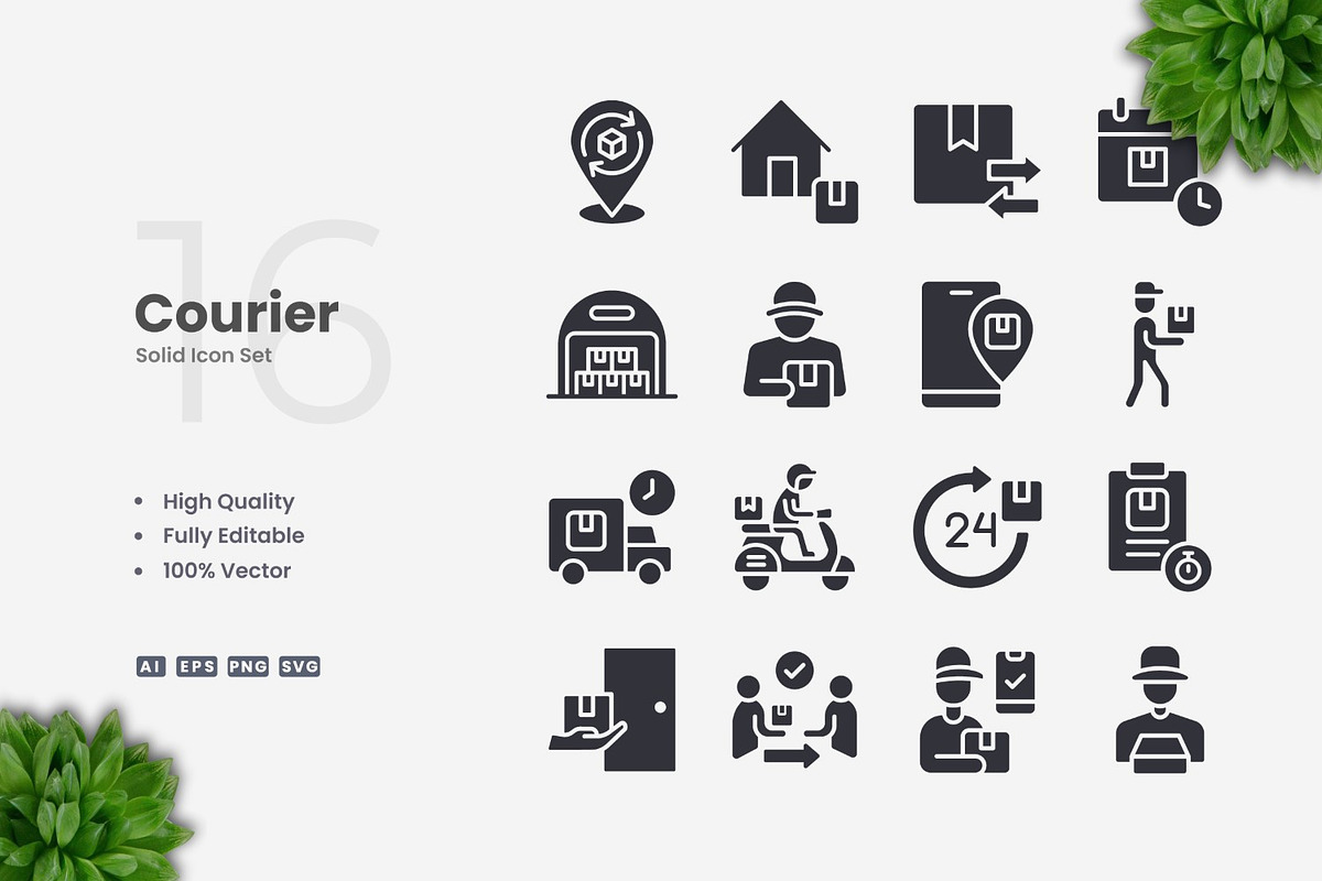 Courier Solid Icons, an Icon by Upnowgraphic