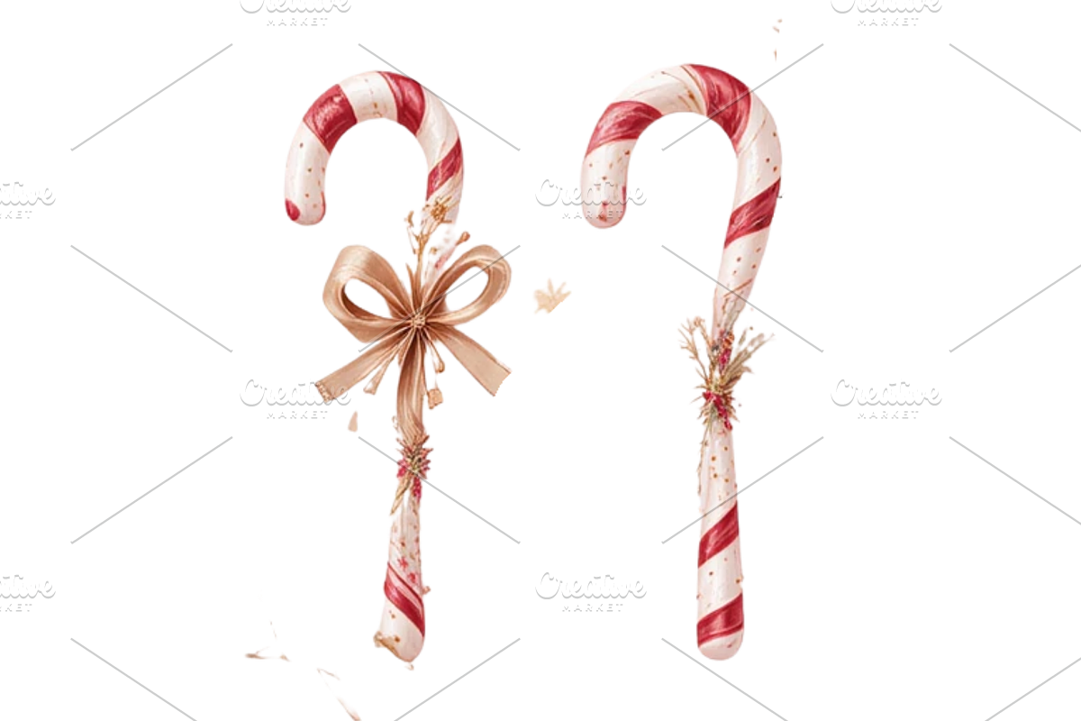watercolor Christmas candy cane, a Seasonal Illustration by Creative design (Photo 3 of 7)