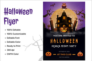 Halloween Party Flyer Vector Templat