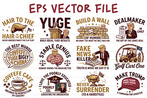 Funny Trump Satire Sticker Bundle, an Object Graphic by NH graphic