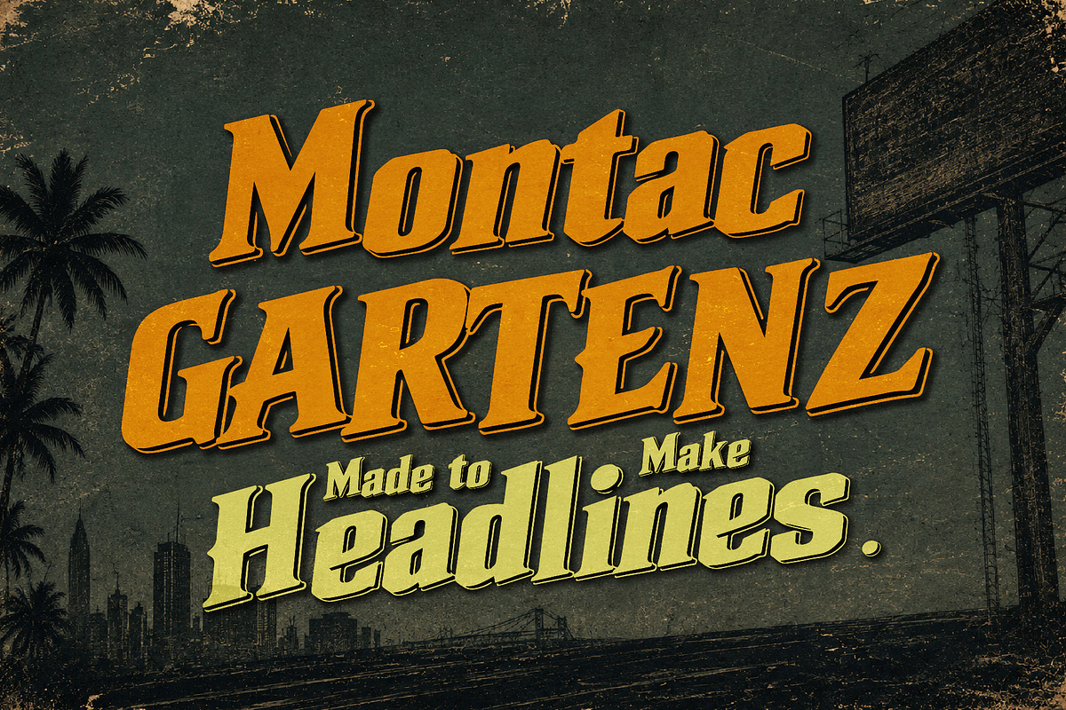 Montac Gartenz - Vintage Power, a Serif Font by HypeWorksCo (Photo 1 of 13)