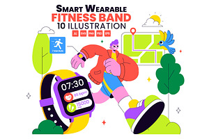 10 Smart Wearable Fitness Band, a Technology Illustration by denayunebgt