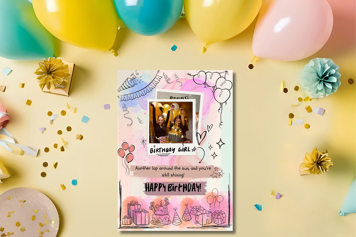 Cute & Quirky Birthday Card Template, a Card Template by WynterLife Studio (Photo 3 of 4)