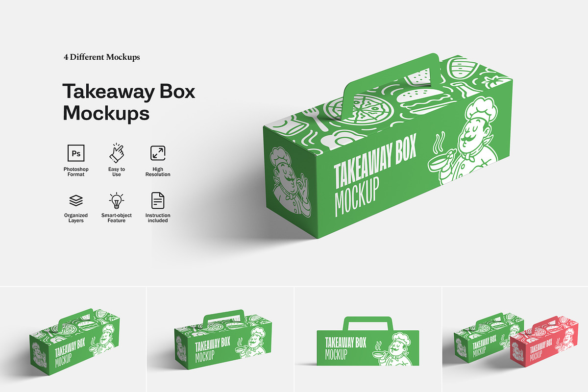 Takeaway Box Mockups, a Product Mockup by artimasa (Photo 1 of 5)
