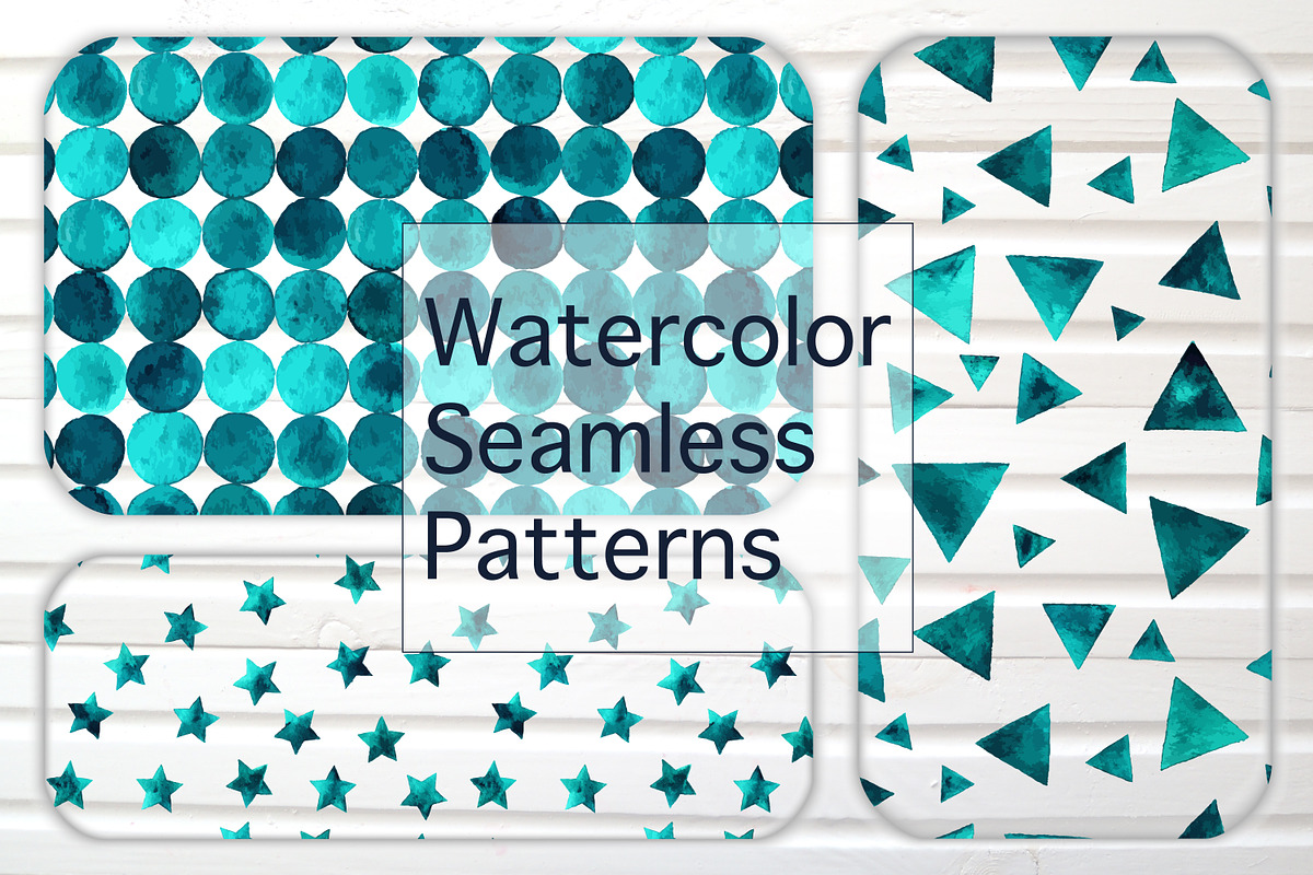 Watercolor Vector Seamless Patterns, a Pattern Graphic by Happiestsim (Photo 3 of 4)