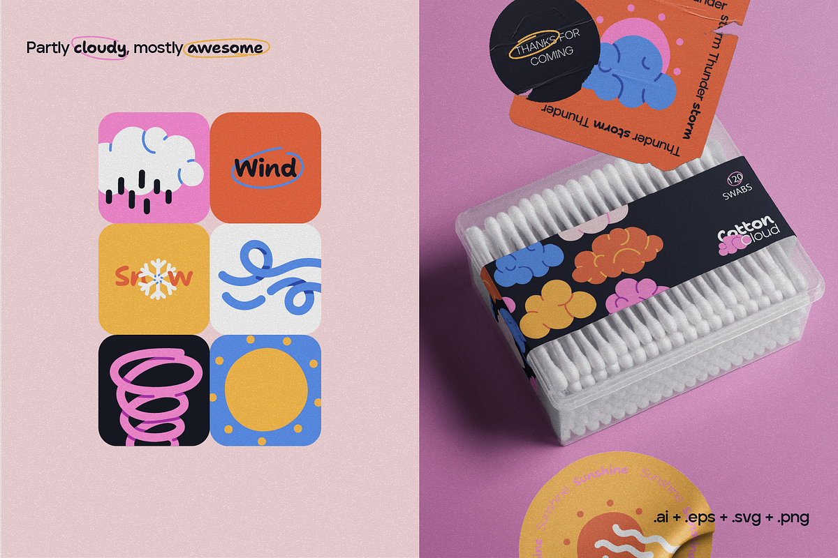 Clouds and weather vector set, an Object Illustration by My.Ordinarty (Photo 3 of 9)
