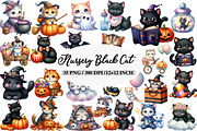 Nursery Halloween Black Cat Clipart, an Illustration by Daily.Designs (Thumbnail 1 of 5)