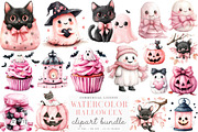 Watercolor Halloween Pink Ghost PNG, a Transportation Illustration by SinaCreation (Thumbnail 1 of 6)