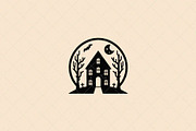 Haunted House Emblem, a Seasonal Illustration by Vectorium Studio (Thumbnail 2 of 3)