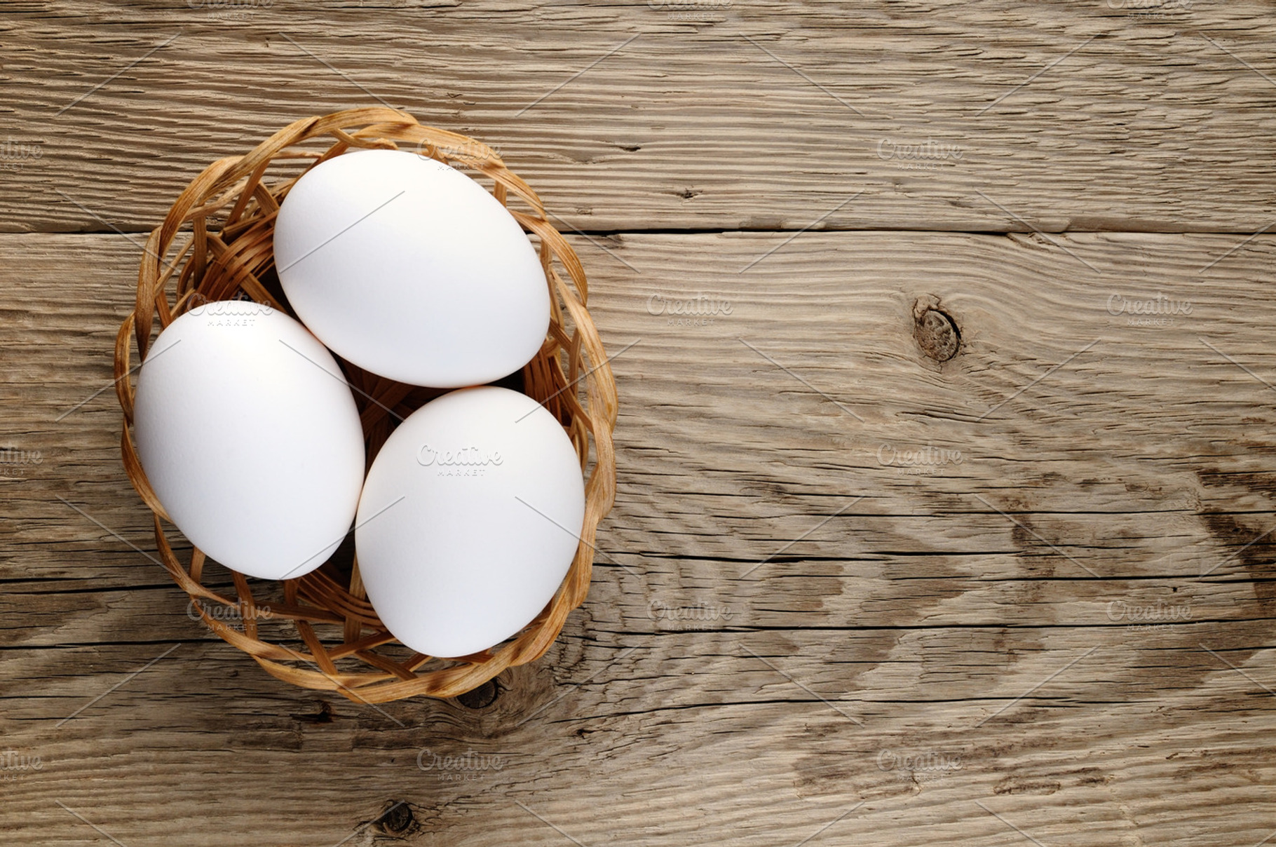 White Eggs In Basket