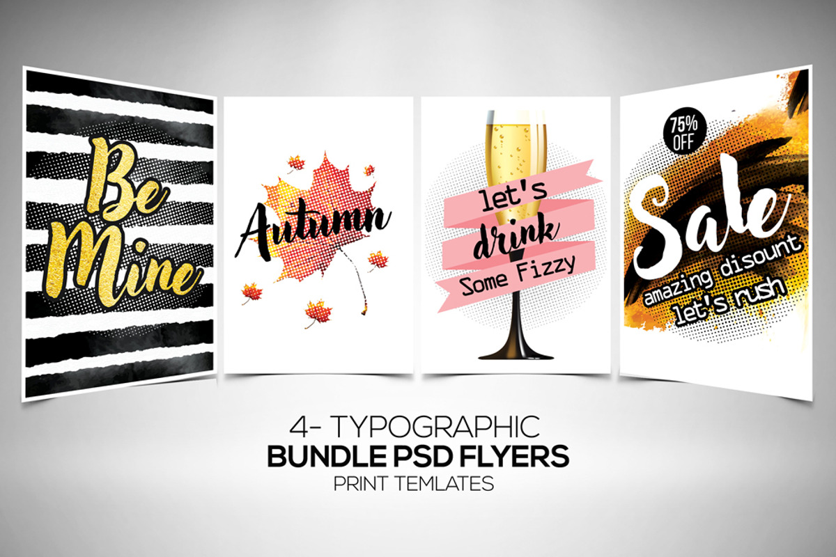 Typographic Multi Use Flyers Bundle, a Flyer Template by Business Flyers