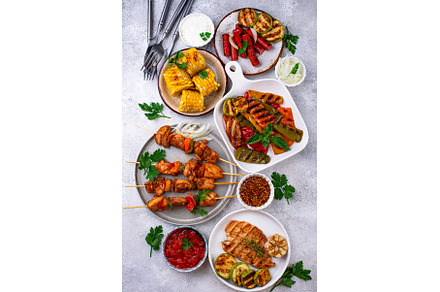 Assortment of grilled bbq meat and