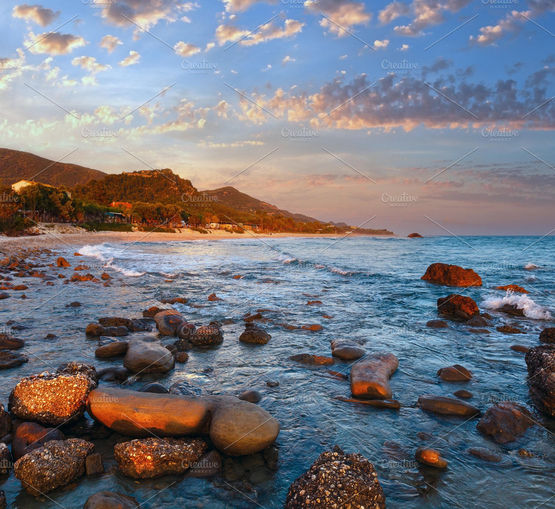 Beach sunset view (Greece, Lefkada)., a Nature Photo by YuriyB