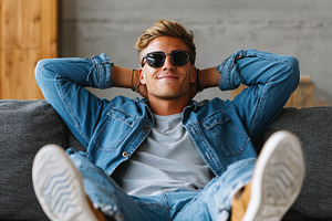 Relaxed young man wearing sunglasses, a Person Photo by MistyDay
