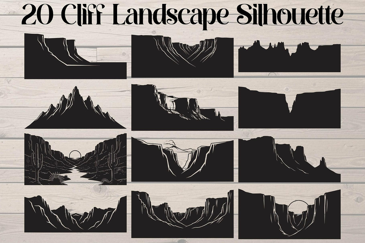 Cliff Landscape Silhouette, an Object Graphic by Creativeshirt (Photo 1 of 20)
