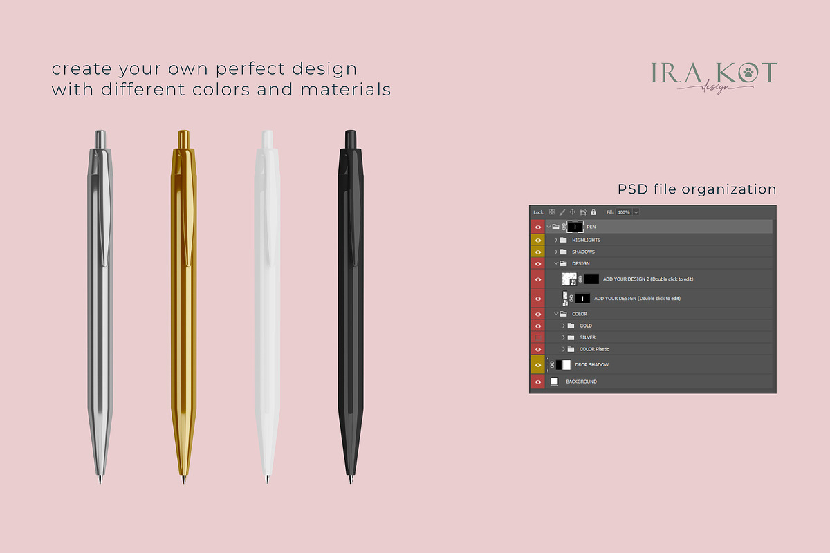 Pen PSD MOCKUP SET, a Pens & Pencil Mockup by Ira Kot Design (Photo 5 of 7)