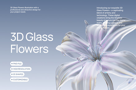 3D Glass Flowers, an Object Graphic by Illustrava