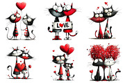 Valentine Romantic Cat Couple, an Illustration by Craft Nest (Thumbnail 7 of 9)
